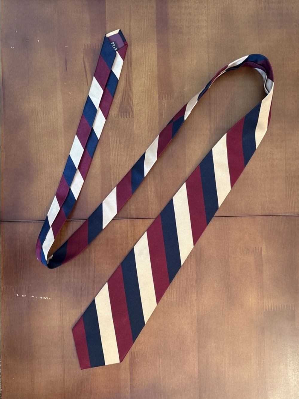 Classic Bentley Striped Men's Silk Tie in Burgundy, Navy & Cream Preppy Business